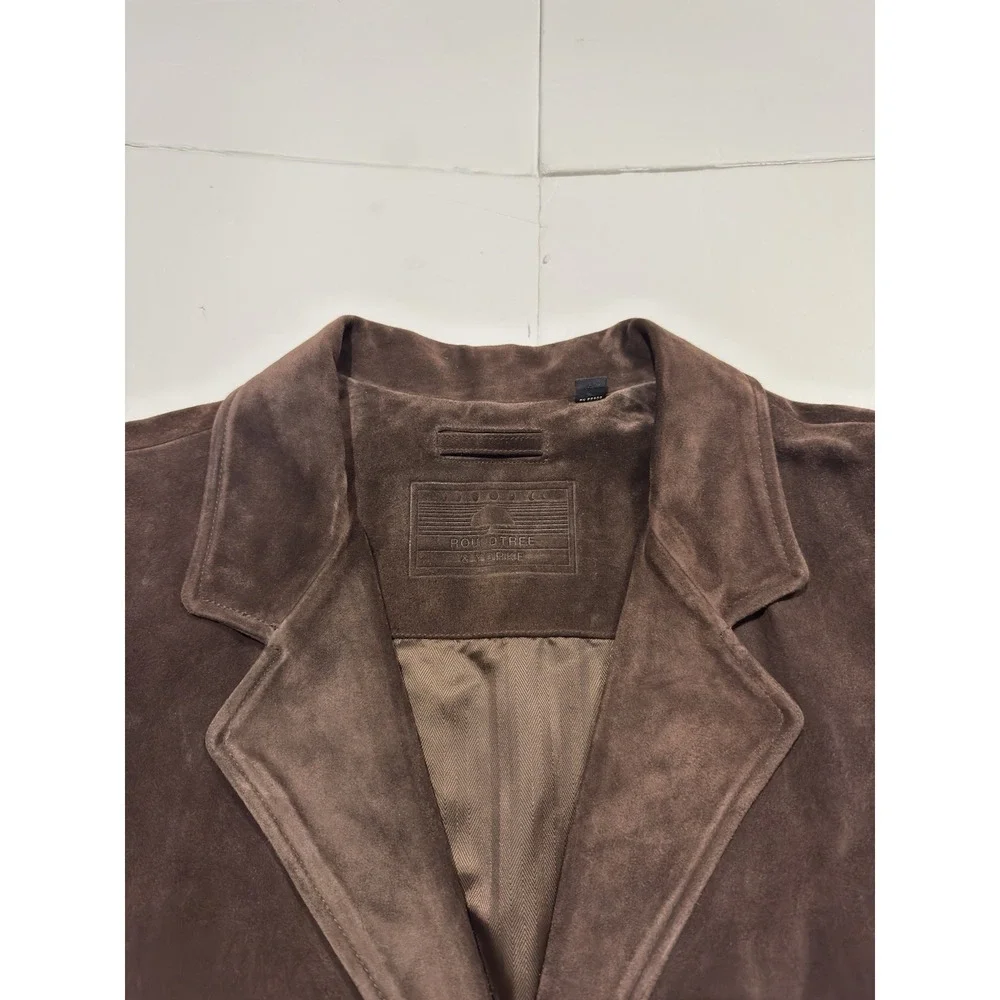 Roundtree & Yorke Mens Long Brown Suede Leather Jacket Coat Trench Size XXL City